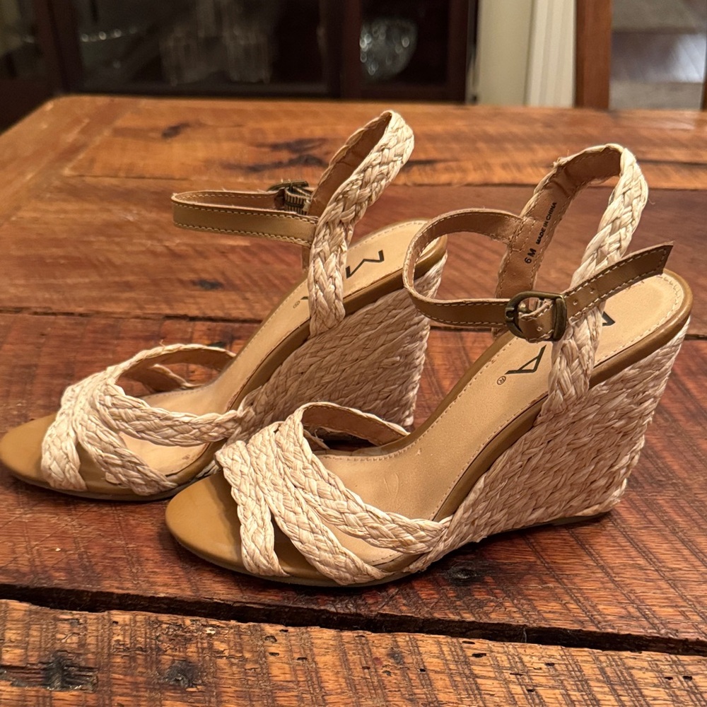 MIA Tan Braided Wedge Sandals